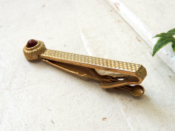 【細工・SWANK】アンティーク・タイピン・ゴールド×ワインレッド・装飾・アクセサリー