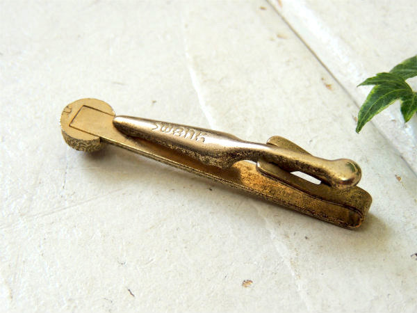 【細工・SWANK】アンティーク・タイピン・ゴールド×ワインレッド・装飾・アクセサリー