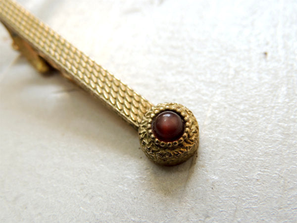 【細工・SWANK】アンティーク・タイピン・ゴールド×ワインレッド・装飾・アクセサリー