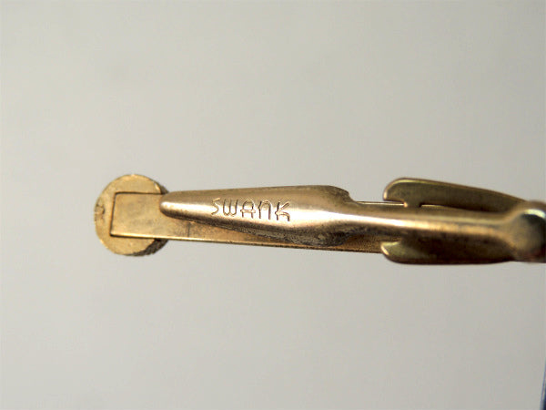 【細工・SWANK】アンティーク・タイピン・ゴールド×ワインレッド・装飾・アクセサリー