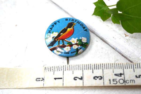 HAPPY BIRTHDAY 誕生日 LOVE メッセージ ヴィンテージ・缶バッジ・USA