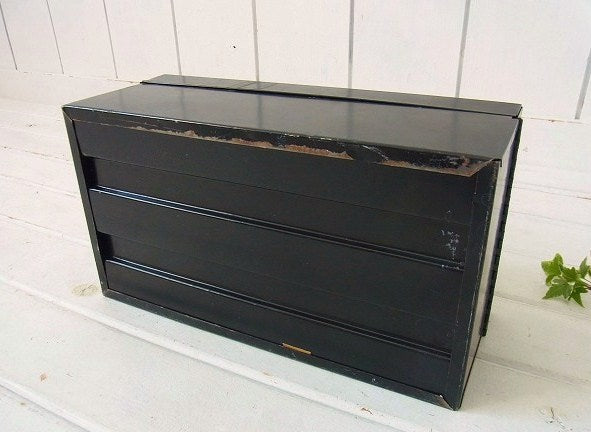 USA ブラック×メタル製　ヴィンテージ・ファイルホルダー 書類ケース ファイルボックス