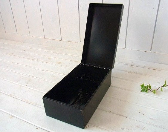 USA ブラック×メタル製　ヴィンテージ・ファイルホルダー 書類ケース ファイルボックス