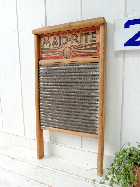 MAID-RITE 木製×メタル製・シャビー・ヴィンテージ・ウォッシュボード・洗濯板 USA