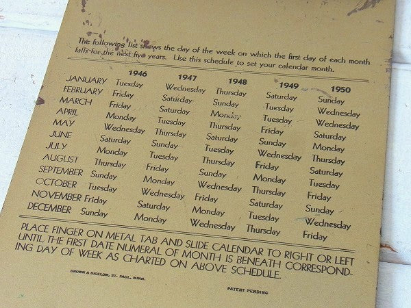 カレンダー付きのメタル製・ノベルティ・アンティーク・バインダー/クリップボード USA