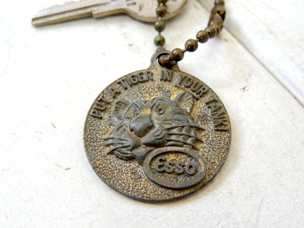 【エッソ・ESSO】TIGER・アドバタイジング・ヴィンテージ・キーホルダー・USA鍵2本・KEY