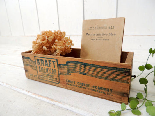 【KRAFT AMERICAN】①クラフト社・全面ロゴ入り・木製・アンティーク・チーズボックス/木箱