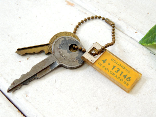 1953's コロラド州 ナンバープレート型 ヴィンテージ キーホルダー鍵 2本 フォード USA