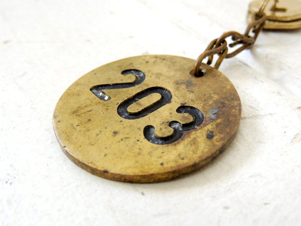 【USA・203・真鍮製】ヴィンテージ・ナンバータグ・キーホルダー・Master・キー・鍵2本付き