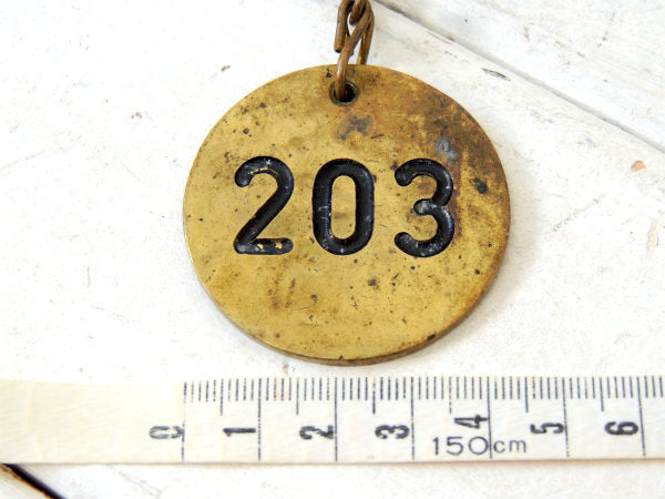 【USA・203・真鍮製】ヴィンテージ・ナンバータグ・キーホルダー・Master・キー・鍵2本付き