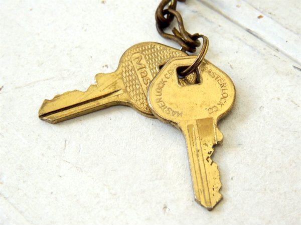 【USA・203・真鍮製】ヴィンテージ・ナンバータグ・キーホルダー・Master・キー・鍵2本付き