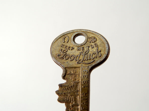 【1933y・Good Luck】シカゴ万国博記念・アンティーク・鍵・キー・USA・アクセサリー