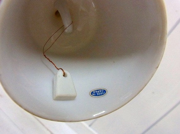 陶器製・蝶々&花柄・デッドストック・ヴィンテージ・ベル/呼び鈴(オレンジ)