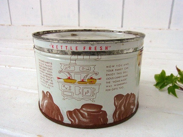 キャンディのフタ付きヴィンテージ・ティン缶/ブリキ缶/キャンディ缶 USA