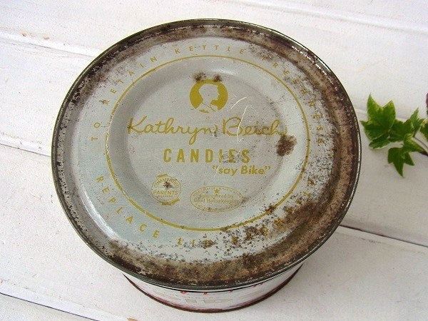 キャンディのフタ付きヴィンテージ・ティン缶/ブリキ缶/キャンディ缶 USA