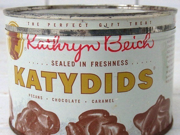 キャンディのフタ付きヴィンテージ・ティン缶/ブリキ缶/キャンディ缶 USA