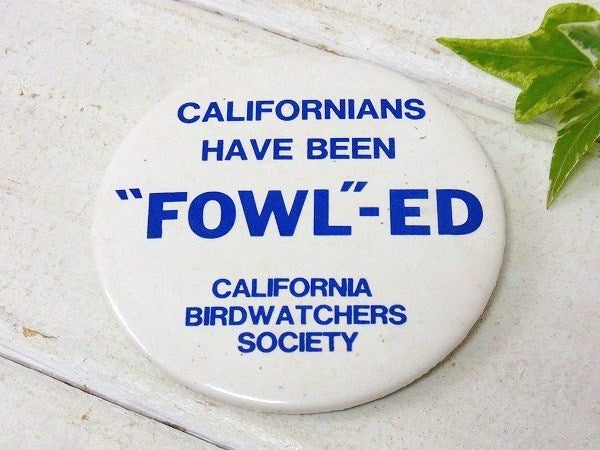 【CALIFORNIA BIRDWATCHRS/カリフォルニア 】ヴィンテージ・缶バッジ・USA