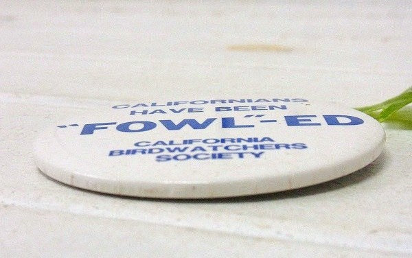 【CALIFORNIA BIRDWATCHRS/カリフォルニア 】ヴィンテージ・缶バッジ・USA