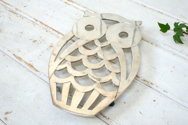 フクロウ・FB ROGERS・シルバープレート製・60'sヴィンテージ・トリベット・鍋敷き USA