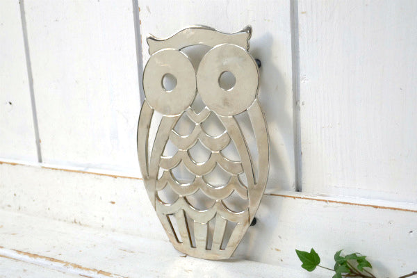 フクロウ・FB ROGERS・シルバープレート製・60'sヴィンテージ・トリベット・鍋敷き USA