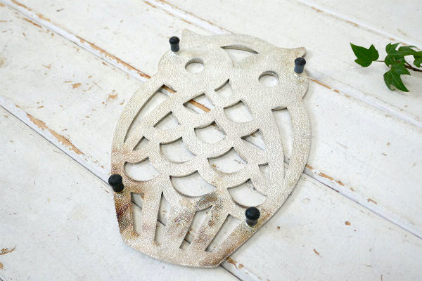 フクロウ・FB ROGERS・シルバープレート製・60'sヴィンテージ・トリベット・鍋敷き USA