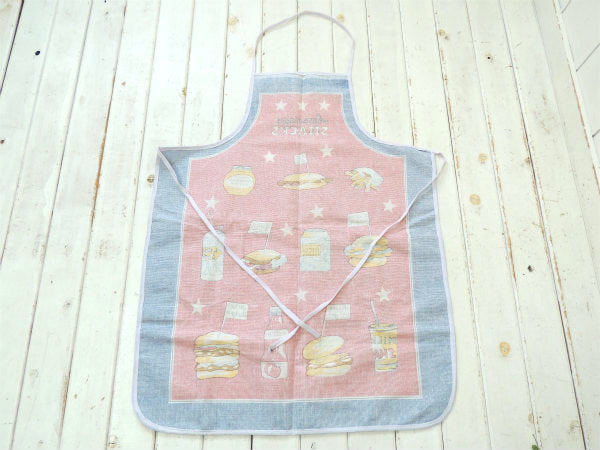 【American Snacks】ハンバーガー&ホットドック・ジャンクフード柄・エプロン/コットン製