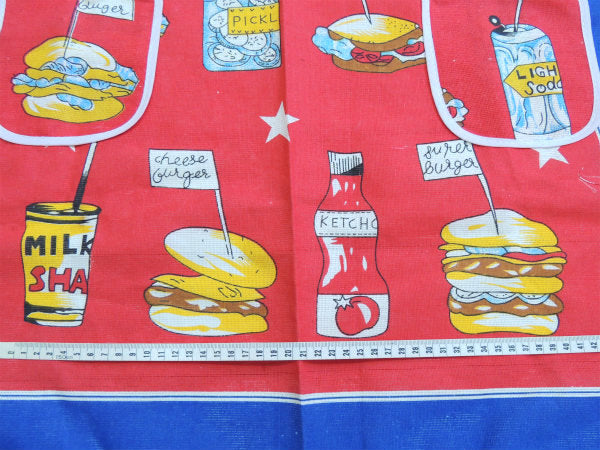 【American Snacks】ハンバーガー&ホットドック・ジャンクフード柄・エプロン/コットン製