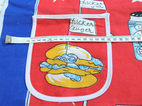 【American Snacks】ハンバーガー&ホットドック・ジャンクフード柄・エプロン/コットン製