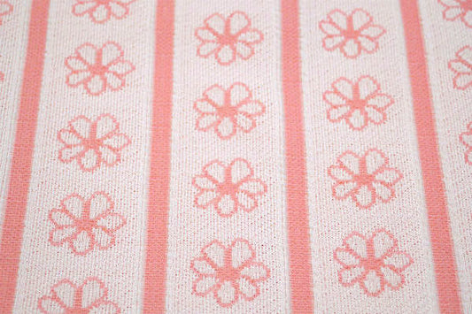 ピンク フラワー 花柄×ストライプ柄 デッドストック ヴィンテージ ファブリック 生地 USA