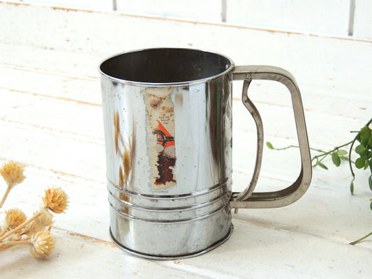 シャビー・ティン製・ヴィンテージ・シフター・粉ふるい・フラワーシフター USA