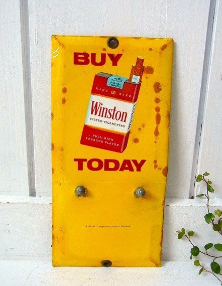 【WINSTON】タバコ・1973年・ブリキ製・ヴィンテージ・サイン/看板　USA
