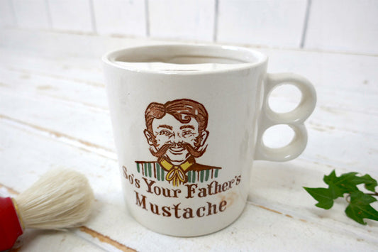 髭・男性モチーフ・セラミック製・ヴィンテージ・マスタッシュカップ・マグカップ・BARBER・里帰り品