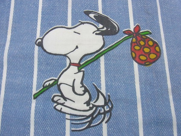 【スヌーピー&ウッドストック】デニム柄・ヴィンテージ・USEDフラットシーツ(1/2) USA