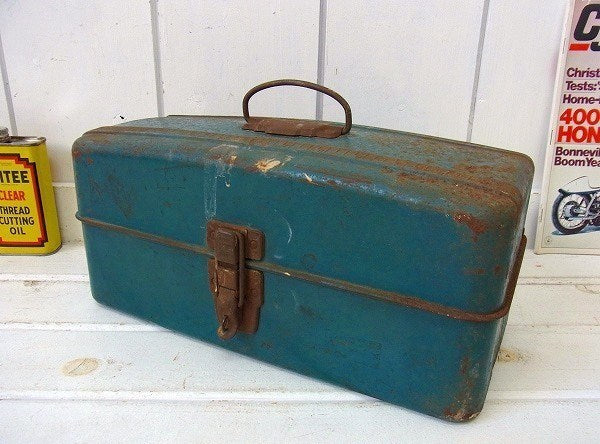 メジャー付き・3段式・ヴィンテージ・ツールボックス/工具箱 USA