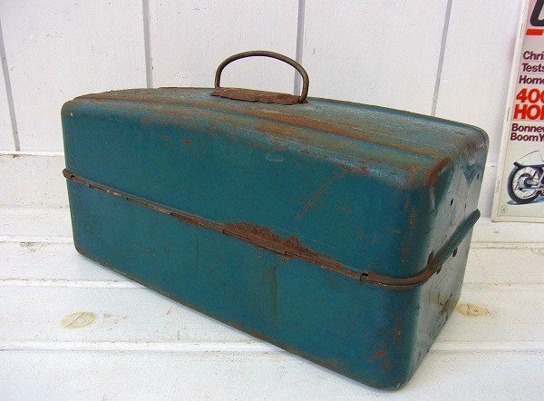 メジャー付き・3段式・ヴィンテージ・ツールボックス/工具箱 USA