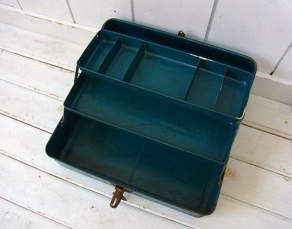 メジャー付き・3段式・ヴィンテージ・ツールボックス/工具箱 USA