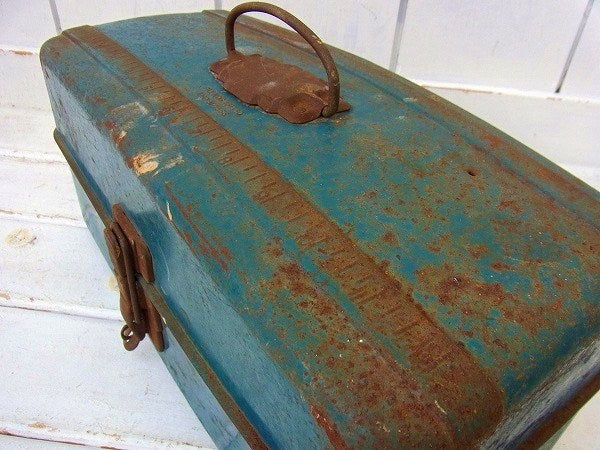 メジャー付き・3段式・ヴィンテージ・ツールボックス/工具箱 USA