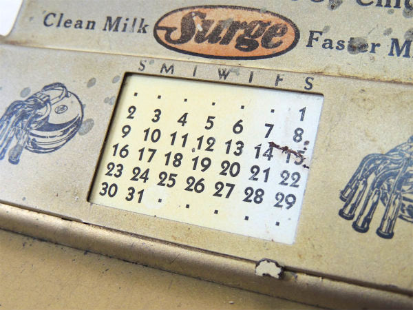 BABSON Surge ミルク 牛乳 カレンダー付き・メタル製・ノベルティ・40s アンティーク・バインダー・クリップボード