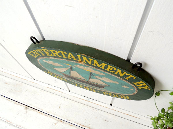 【YORKRAFT】ヨット柄・ヴィンテージ・木製サイン/ウッドサイン/看板 USA