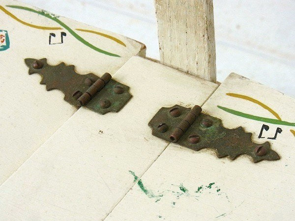 US アイボリー 木製・アンティーク・バスケット・ウッドバスケット カゴバッグ USA