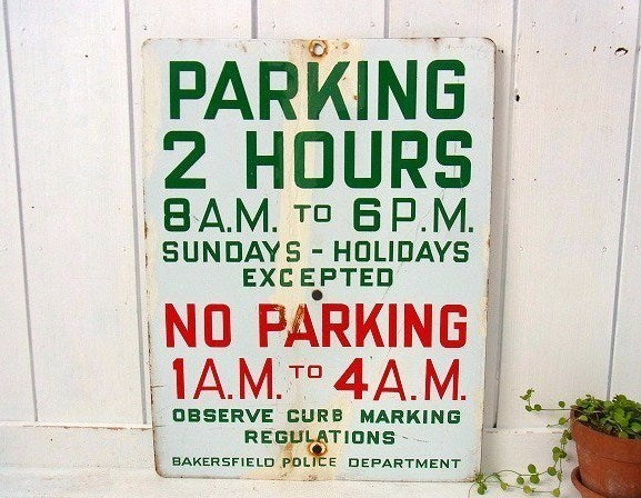 【PARKING】USA!道路標識・ホーロー製・ヴィンテージ・サイン/看板 I
