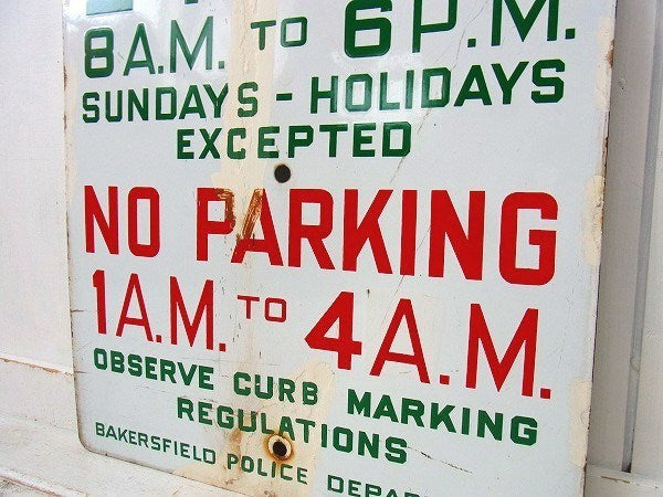 【PARKING】USA!道路標識・ホーロー製・ヴィンテージ・サイン/看板 I