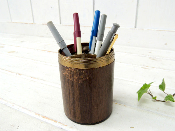 ミッドセンチュリー・ウッド柄・ヴィンテージ・ペンスタンド/ペン立て USA