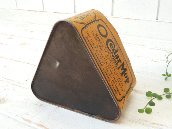 【O-Cedar】イエロー・三角形・ヴィンテージ・ティン缶・ブリキ缶・ポリッシュ缶・ガレージ USA