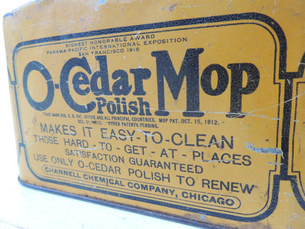 【O-Cedar】イエロー・三角形・ヴィンテージ・ティン缶・ブリキ缶・ポリッシュ缶・ガレージ USA