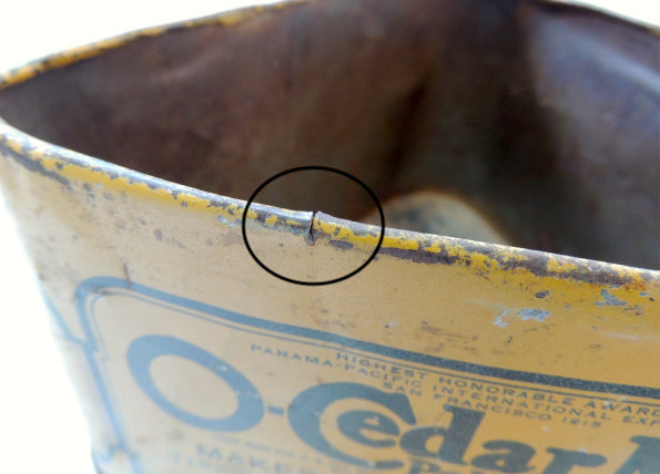 【O-Cedar】イエロー・三角形・ヴィンテージ・ティン缶・ブリキ缶・ポリッシュ缶・ガレージ USA