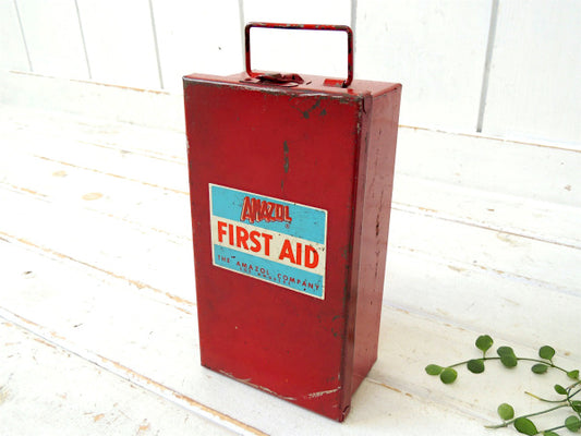 ファーストエイド AMAZOL ロサンゼルス レッドトーン メタル製 ヴィンテージ 救急箱 工業系