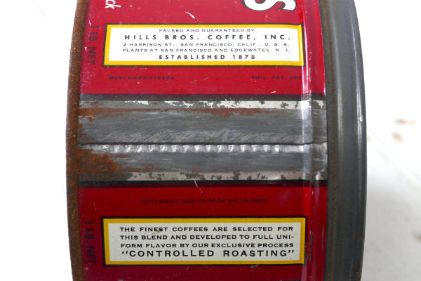 1878s HILLS BROS  ヒルスコーヒー ブリキ製 ビンテージ コーヒー缶 ティン USA