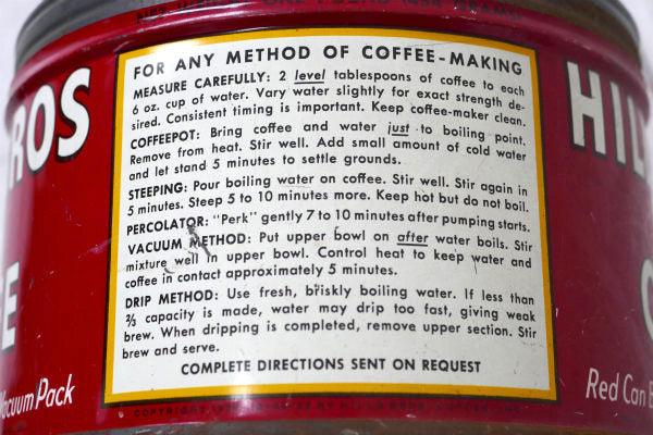 1878s HILLS BROS  ヒルスコーヒー ブリキ製 ビンテージ コーヒー缶 ティン USA