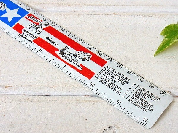 【スヌーピー】センチ&インチ表示・星条旗柄・60'sヴィンテージ・ルーラー/定規/ものさし